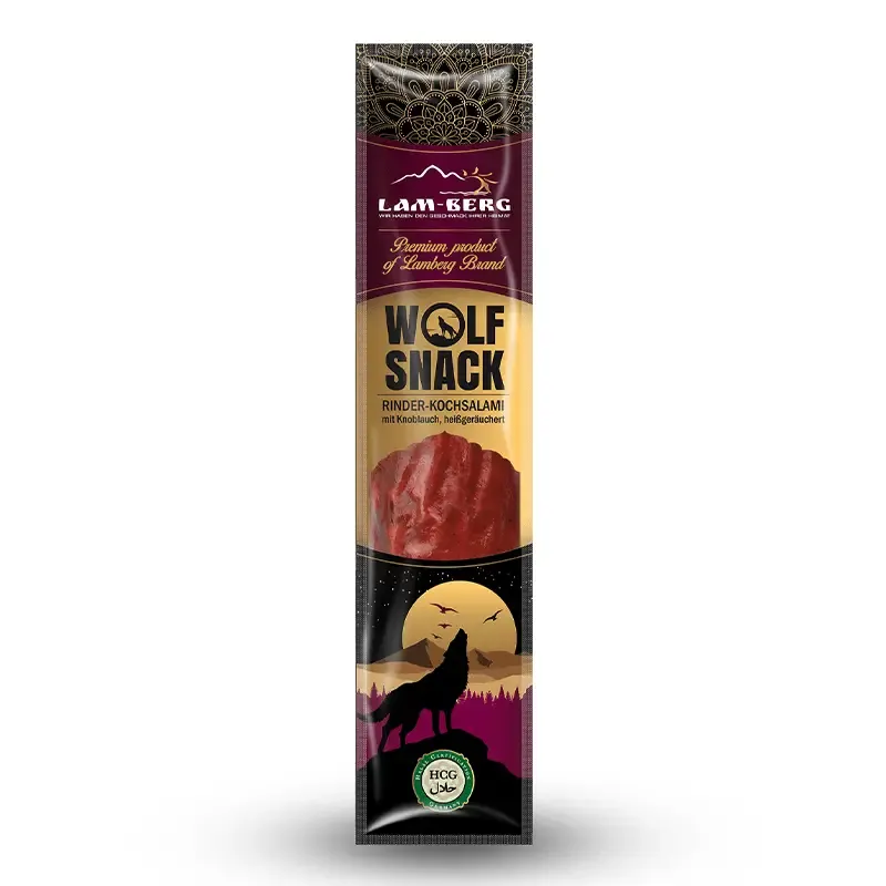 Salami de boeuf cuit à l'ail HALAL "Wolf Snack"
